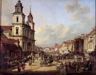 Udsigt over Krakowskie Street fra Nowyswiat Street i Warszawa i 1778 Maleri af Bernardo Bellotto (1720-1780) 1778 Warszawa, Nationalmuseet