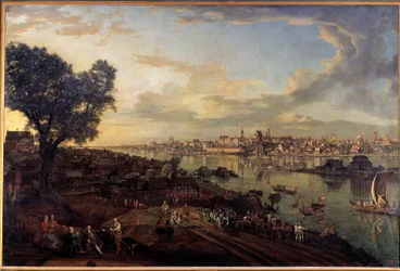 Udsigt over byen Warszawa fra forstaden Prag Maleri af Bernardo Bellotto (1720-1780)