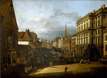 Udsigt over melmarkedet i Wien Maleri af Bernardo Bellotto (1720-1780) 1760 Søn. 116x155 cm Wien, Kunsthistorisches Museum