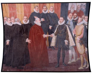 Møde mellem genuesiske doge Giacomo Durazzo Grimaldi og John af Østrig (Fresco