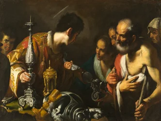 Sankt Laurentius uddeler kirkens skatte, ca. 1625