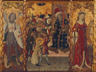 Sankt Michael, Sankt Eulalias og Sankt Katarinas martyrium, ca 1442-1445