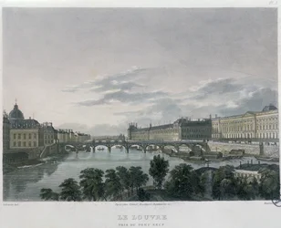 Pont eller Passerelle des Arts, Paris, 1832 (farvegravering)