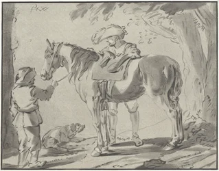 To mænd ved en hest