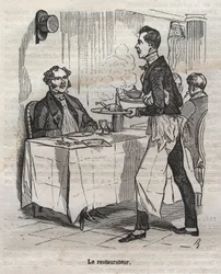 Restauratoren - indgravering i "La Physiologie du gout"" af Jean Anthelme Brillat Savarin (Brillat-Savarin)