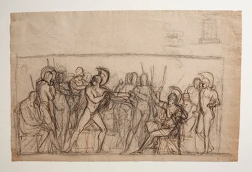 Agamenoner kæmper med Achilles. Dåbsskrifttype