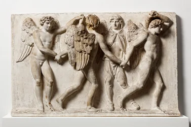 Årets tider. Symboliseret ved fire menneskefigurer