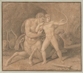 Chiron lærer Achilles at skyde med buen