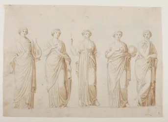 Muserne Terpsichore, Erato, Clio, Urania og Polyhymnia
