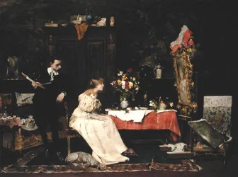 Kunstner i sit atelier