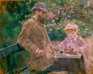 Eugène Manet og hans datter i haven i Bougival