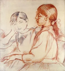 Julie Manet og Jeannie Gobillard ved klaveret; Julie Manet og Jeannie Gobillard på klaver, 1887-88