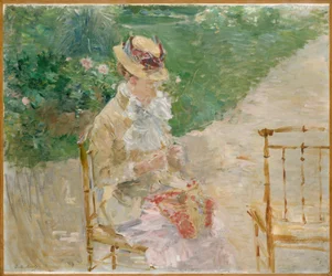 Ung kvinde strikning, ca. 1883 (olie på lærred)