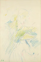 Ung pige i haven, 1888 (farveblyant på papir)