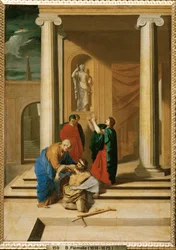I templet helbreder apostlene Peter og Johannes en lammet (maleri)