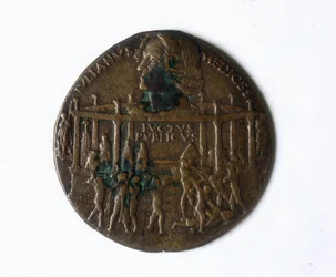 Medalje, der forestiller Pazzi-sammensværgelsen. Giuliano de 