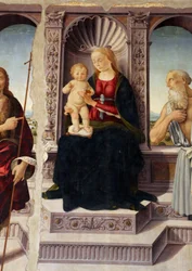 Madonna med barnet på tronen sammen med Johannes Døberen og Jeronimo