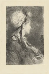 Kunstnerens hustru i profil mod højre, ca. 1880.