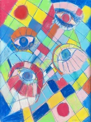 Gazes 1, 2024 (pastel på kort)