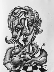 Picasso Reflecting, ca. 2021 (kul på papir)