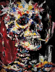 Skull With Spliff, c.2021-22 (Akryl på lærred)