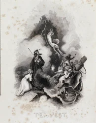 Blanchard-gravering til første akt af William Shakespeares The Tempest (gravering