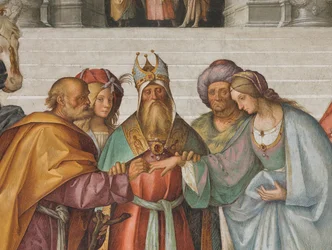 Centralskib, andet nordspænd, Jomfruens ægteskab, Boccaccio Boccaccino 1514-15, detalje