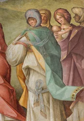 Centralskib, tredje nordspænd, visitation, Boccaccio Boccaccino 1516-17, detalje