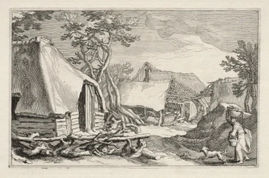 Landskab med bondehuse