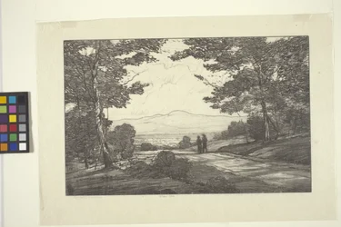 Fjerne bjerge (blæk på papir)