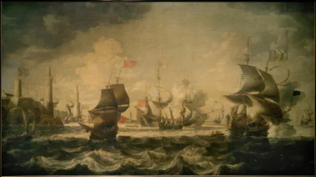 Skibe foran en havn