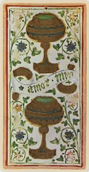 The Two of Cups, faksimile af et tarotkort fra 