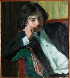Portræt af digteren Janko Lavrin (1887-1986). Peinture de Boris Michailovich Kustodiev (Kustodiev) (1878-1927), Huile Sir Toile