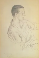 Portræt af Dmitri Dmitrievich Shostakovich (1906-75), 1923 (blyant på papir)
