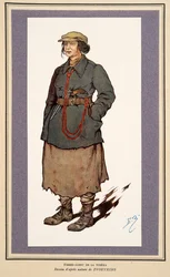 Kvindelig hemmelig agent fra Histoire des Soviets, pub. 1922 (farve litho)