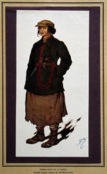 Rusland: kvindelig agent for den russiske revolutionære cheka. Tegning af Boris Zvorykine (1872-1935)