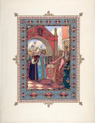 Vassilissa la Belle (Vassilissa la tres Belle) - Illustration til eventyret Vasilisa den smukke par Zvorykin, Boris Vasilievich (1872-efter 1935), ca. 1925 - Farvelitografi, 27,3x20,5 - Privat samling