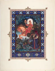 Vassilissa la Belle (ou Vassilissa la tres belle) - Illustration til eventyret Vasilisa den smukke par Zvorykin, Boris Vasilievich (1872-efter 1935), ca. 1925 - Farvelitografi, 27,3x20,5 - Privat samling