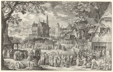 Landmandsmesse foran landsbyens plads The Boer cermis (titel på objekt)