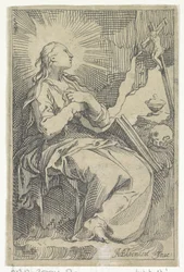 Den angrende Maria Magdalene i hulen foran et krucifiks