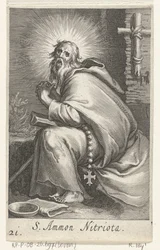 Sankt Ammonius den Store som eneboer S. Ammon Nitriota (titel på objekt) Eremitter (serietitel) Sacra eremvs ascetarvm (serietitel)