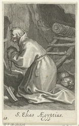 Sankt Elias af Cæsarea som eneboer S. Elias Aegyptius (titel på objekt) Eremitter (serietitel) Sacra eremvs ascetarvm (serietitel)