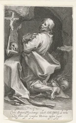 Heilige Jacobus van Nisibis als kluizenaar Cede sapor Nysibaenus (...) Persica flygter fra lejren (titel på objektet) Kluizenaars (serietitel) Ved det hellige spejl (...) giver fædrene vinger (serietitel)