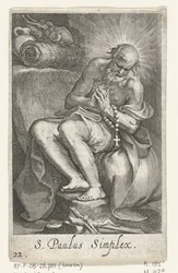 Saint Paul af Egypten som eneboer S. Paulus Simplex (titel på objekt) Eremitter (serietitel) Sacra eremvs ascetarvm (serietitel)