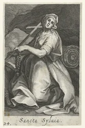 Sankt Silvia af Rom som eremitinde Sancta Syluia (titel på objekt) Eremitinder (serietitel) Sacra Eremus Ascetriarum (serietitel)