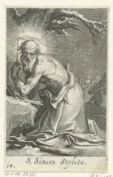 Sankt Simeon stiliter den ældre som eneboer S. Simeon Stylita (titel på objekt) Eremitter (serietitel) Sacra eremvs ascetarvm (serietitel)