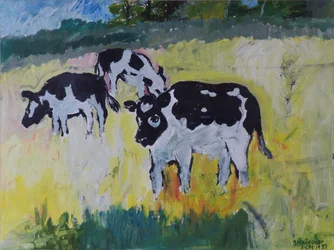 Young Bullocks in a Meadow, 1982