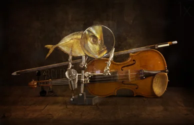 Forstørret fisk og violin