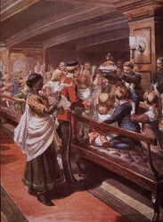 Julemiddag på britisk troppeskib på vej til England fra Indien