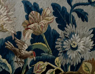 Blomstermønster, detalje fra polstring af sofa i George I-stil, ca 1725, Storbritannien